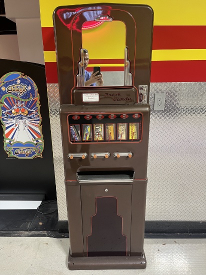 FRESH CANDY Replica Antique Snack Machine 22" by 12" by 70" Tall - Nickels Only Snack Machine