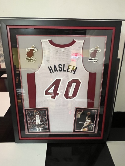 Signed Udonis Haslem Miami Heat Jersey in Decorative Frame