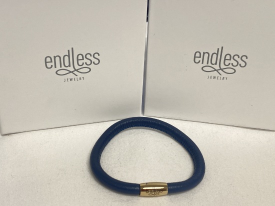 Endless  Jewelry Collection by Jennifer Lopez 8" Hand Crafted Blue Leather Single Bracelet with Magn