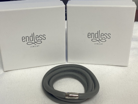 Endless  Jewelry Collection by Jennifer Lopez 8" Hand Crafted Grey Leather  Triple Bracelet with Mag