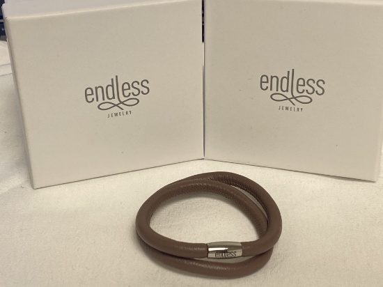 Endless Jewelry Collection by Jennifer Lopez 8" Hand Crafted Brown Leather Double Bracelet with Magn