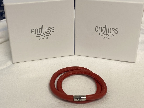 Endless  Jewelry Collection by Jennifer Lopez 8" Hand Crafted Red  Leather Double Bracelet with Magn