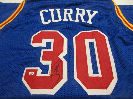 Stephen Curry of the GS Warriors signed autographed blue basketball jersey PAAS COA 131