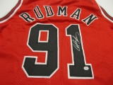 Dennis Rodman of the Chicago Bulls signed autographed basketball jersey PAAS COA 973