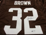 Jim Brown of the Cleveland Browns signed autographed football jersey PAAS COA 189