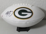 Aaron Rodgers of the Green Bay Packers signed autographed logo football PAAS COA 117