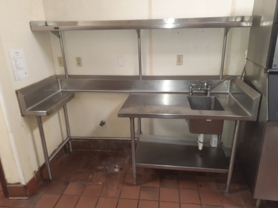 86 inch Stainless Sink with Overshelf