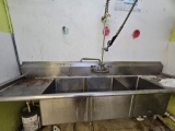 8' Three Compartment Sink with Spritzer