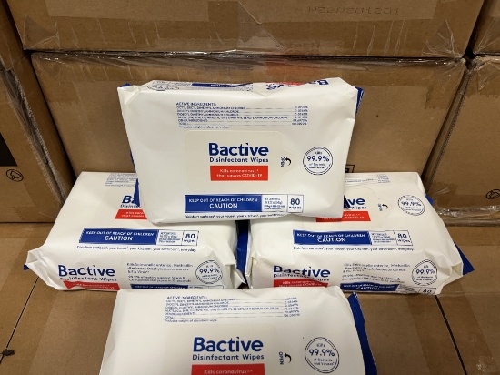Biactive Disinfectant Wipes / Master Case Includes (18) Packs of 99.9% Killing Wipes - Selling by th