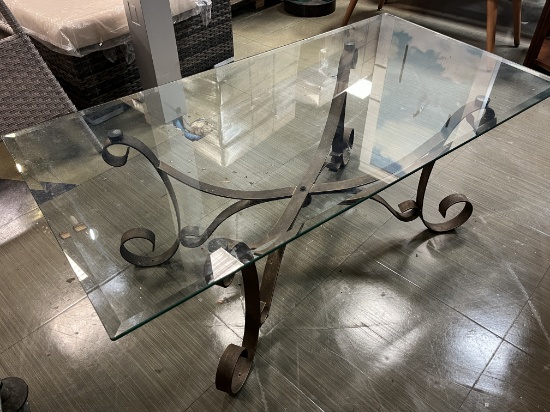 Metal Frame / Glass Top Table / Glass Coffee Table - 50" by 26" by 18" Tall