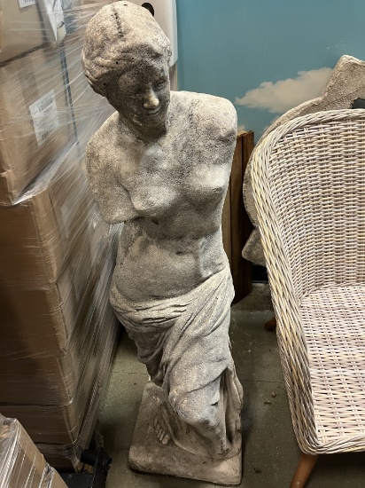 45" Tall by 12" by 10" Outdoor Stone Statue / Topless Lady W/ No Arms Statue