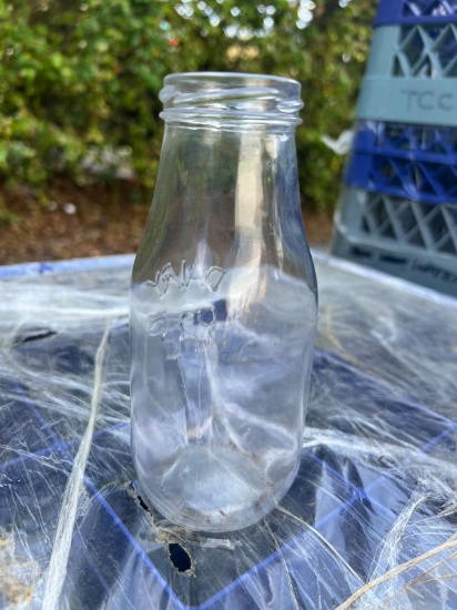 Glass Milk Bottles with Racks