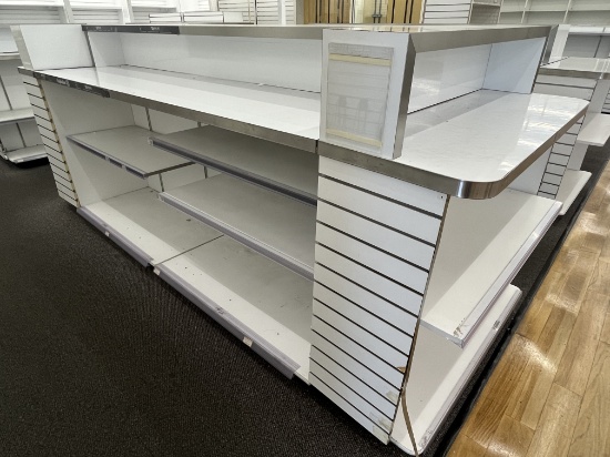 114" x 48" Gondola Shelving with Slat Walls and Chrome Edges