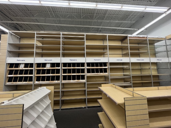 48" x 12' Powered and Illuminated Metal and Glass Shelving Rack Section
