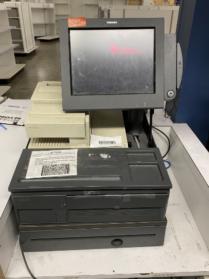 Toshiba retail cash register system with receipt, printer cash drawer, antitheft, demagnetizer and s