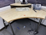 Corner style computer, desk with metal legs and light wood top