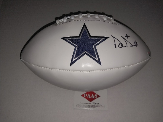 Dak Prescott hand signed football - Dallas Cowboys - COA by PAAS