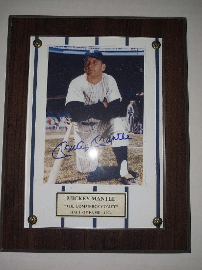 Micky Mantle signed Plaque - The Commerce Comet - 7 x 9 in.