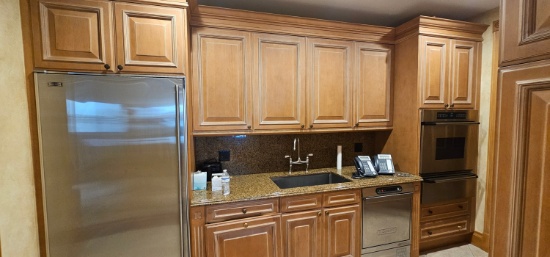 88" Bullnose Granite Countertop with Oversized Sink, 246" of Maid Pantry Cabinets