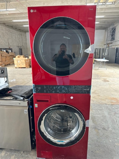 LG WKEX200HRA Stacked WashTower - Freight Damaged - Never Used - Broken Bottom Glass and Dent