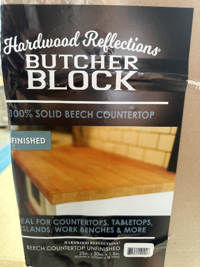 Hardwood Reflections Butcher Block Unfinished Beech Countertop