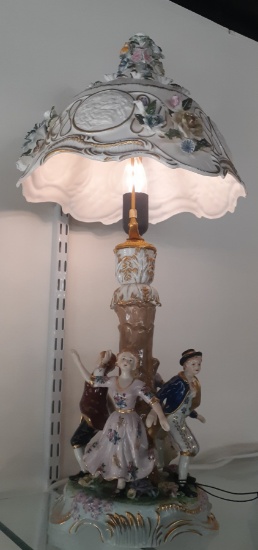 Porcelain Lamp and Porcelain Shade -