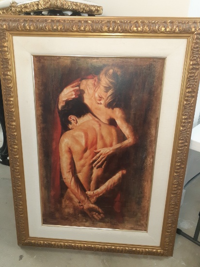 Tomas Root - Lady and Man inbrace - Signed Artwork - 38.5 x 52 inches
