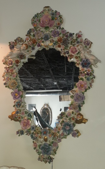 30 Inch Porcelain Mirror by Dresden