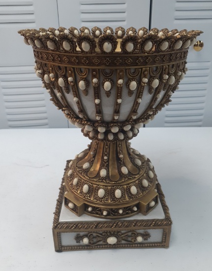 Bronze and Porcelain Urn - 14 inches tall
