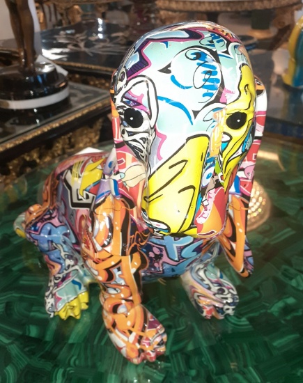 Dog covered in Graffiti Scuplture -12 inches tall