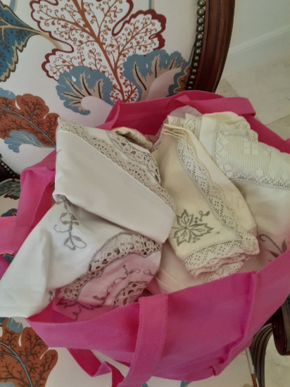 Antique and vintage table linens - bag full