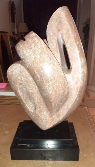 Alabaster Abstract Sculpture - 21 inches with base