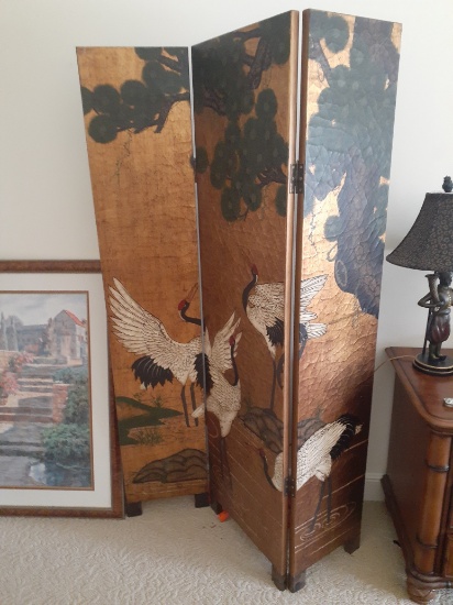 3 Panel - Room Divider -egrets - 72 inches