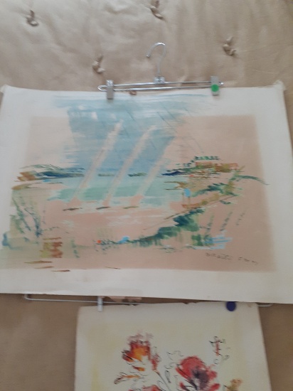 Watercolors signed by T Birdsey - Artwork - unframed - 19 x36 and 20 x13"