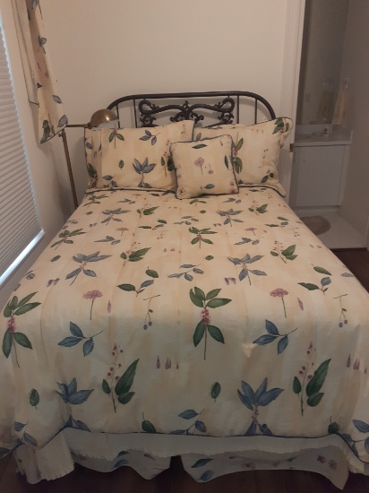 Bed with Metal Board, Mattress, Boxspring with pillows