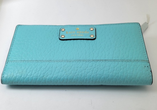 Brand New Womens KATE SPADE Aqua Blue Credit Card Wallet