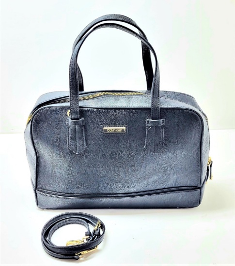 Deisgner Womens CALVIN KLEIN Black Leather Handbag Purse