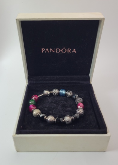 Womens Designer PANDORA Bracelet Full of Silver Charms w/ Box
