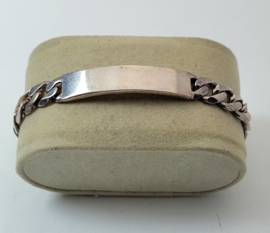 Men's 925 / Stirling Silver ID Bracelet 7.5 inch 32.2 Grams