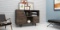 BRAND NEW WOOD 53W x 18L x 36H BUFFET TABLE IN OAK COLOR WITH 3 CABINET DOORS AND SHELVES - ORIGINAL