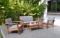 BRAND NEW OUTDOOR 100% FSC SOLID WOOD 4 PIECE CONVERSATION SET WITH GREY REMOVABLE CUSHIONS - ORIGIN