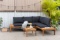 BRAND NEW OUTDOOR 100% FSC SOLID TEAK WOOD FINISH SEATING SET WITH BLACK CUSHIONS - ORIGINAL PACKAGI