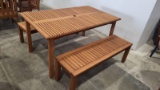 OPEN BOX - BRAND NEW OUTDOOR 100% FSC Solid Wood Table 59