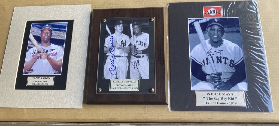 Collection of Henry Aaron, Willie Mays and Willie mays with Mickey Mantle signed Photos These items