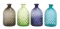 Funky Set of 4 Short Vase Bubble Grey Green Purple Blue Glass 67455