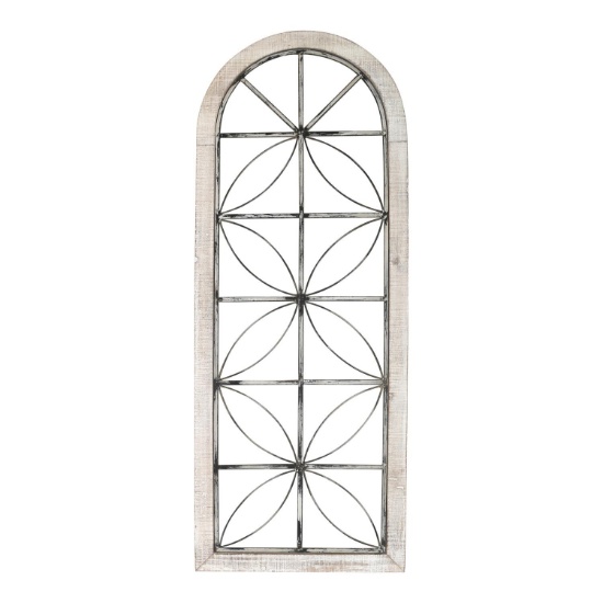 Stratton Home Decor Distressed White Metal And Wood Window Panel S30887