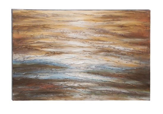 Canvas Wall Art Abstract Design Soothing Waves of Gold Blue Red Decor 53693