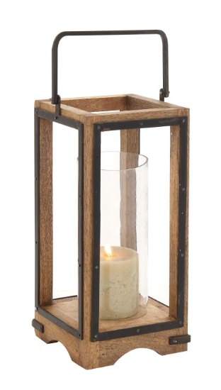 Unique Inspired Style Wood Metal Glass Lantern Home Decor 23853