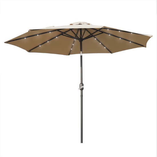 Leisuremod Sierra Modern Steel Market Patio Umbrella With Beige Finish SUBL-9BG