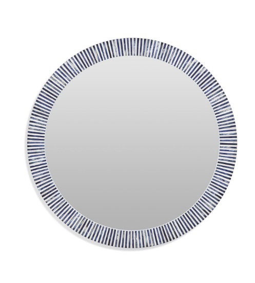 Bassett Mirror Radial Bone Wall Mirror With White And Blue Finish M4395